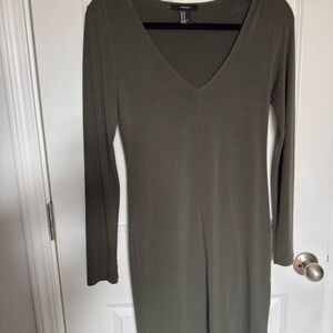 Forever 21 Olive Green V-Neck Dress